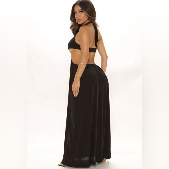 FASHION NOVA BLACK CUTOUT MAXI DRESS - Picture 3 of 8